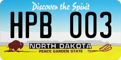 ND license plate HPB003