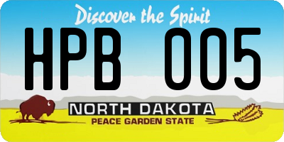 ND license plate HPB005