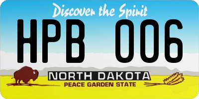 ND license plate HPB006