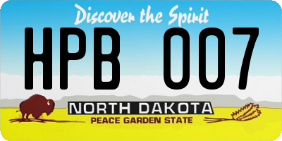 ND license plate HPB007