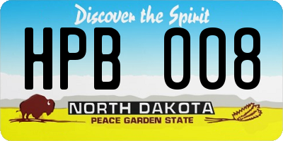 ND license plate HPB008