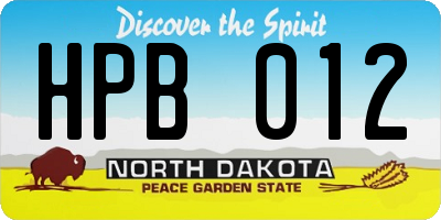 ND license plate HPB012