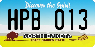 ND license plate HPB013