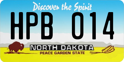 ND license plate HPB014
