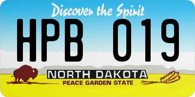 ND license plate HPB019