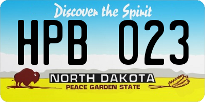 ND license plate HPB023