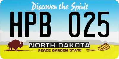 ND license plate HPB025