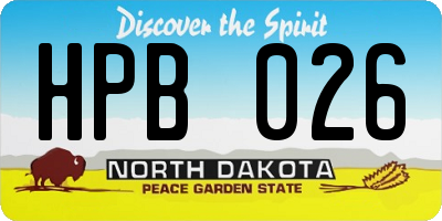ND license plate HPB026
