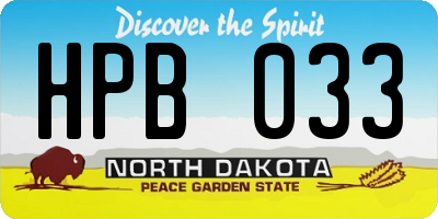 ND license plate HPB033
