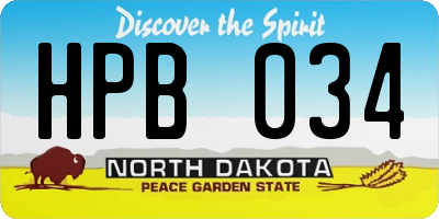 ND license plate HPB034