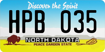 ND license plate HPB035