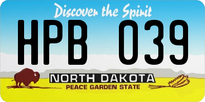 ND license plate HPB039