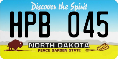 ND license plate HPB045