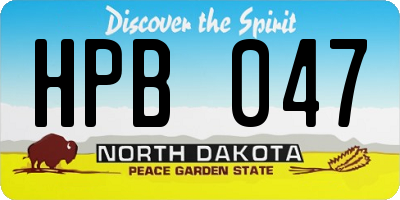 ND license plate HPB047