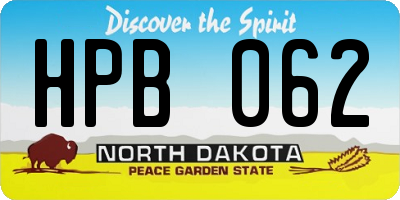 ND license plate HPB062