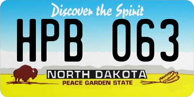 ND license plate HPB063
