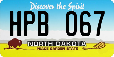 ND license plate HPB067