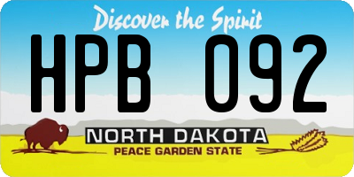 ND license plate HPB092