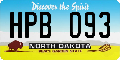 ND license plate HPB093