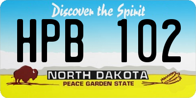 ND license plate HPB102