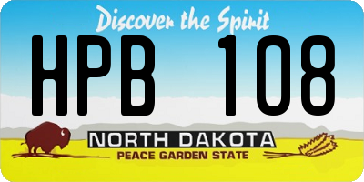 ND license plate HPB108