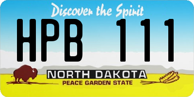 ND license plate HPB111