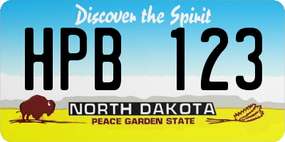 ND license plate HPB123
