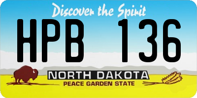 ND license plate HPB136