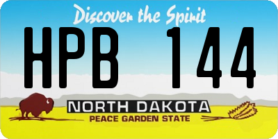 ND license plate HPB144