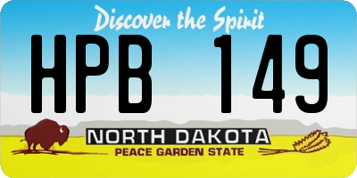 ND license plate HPB149