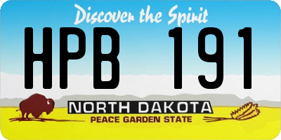 ND license plate HPB191