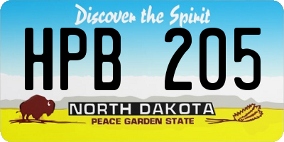 ND license plate HPB205