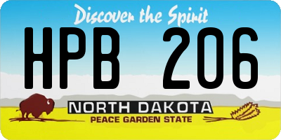 ND license plate HPB206