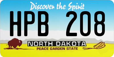 ND license plate HPB208