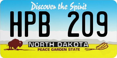ND license plate HPB209
