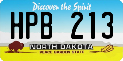 ND license plate HPB213