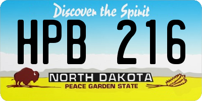 ND license plate HPB216