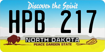 ND license plate HPB217