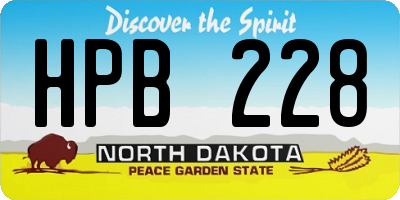 ND license plate HPB228