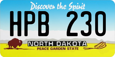 ND license plate HPB230