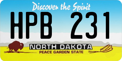 ND license plate HPB231