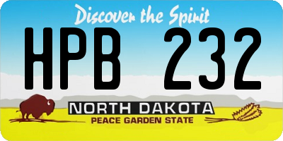 ND license plate HPB232