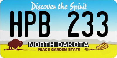 ND license plate HPB233