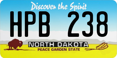 ND license plate HPB238