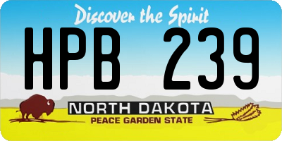 ND license plate HPB239