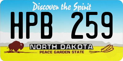 ND license plate HPB259