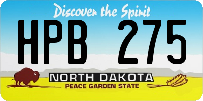 ND license plate HPB275