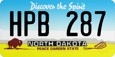 ND license plate HPB287