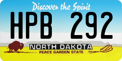 ND license plate HPB292