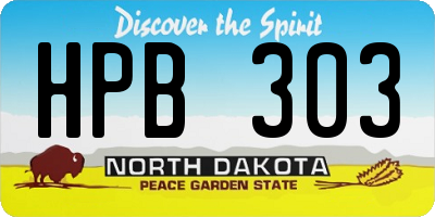 ND license plate HPB303